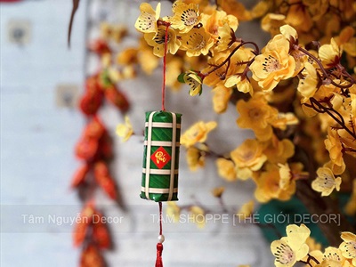 Set 06 mô hình bánh chưng bánh tét mini [Bằng giấy - Cute] Cao 5-8cm CHUNGTET-05